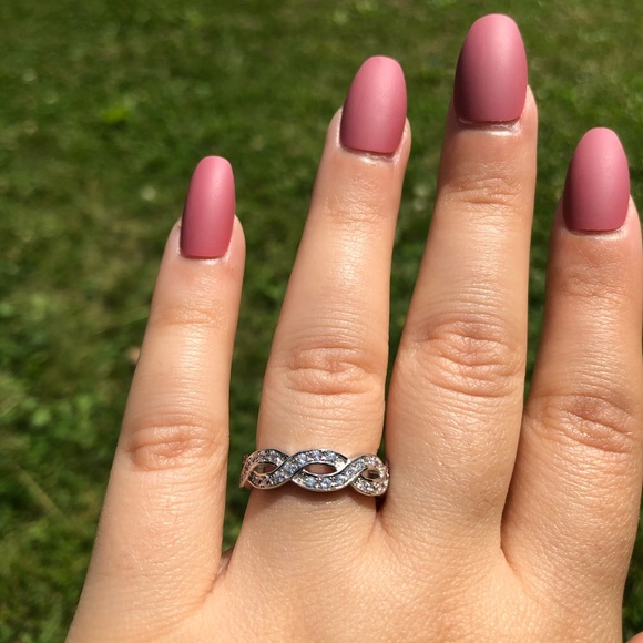 925 Sterling Silver Twisted CZ Eternity Band - Picture 3 of 7